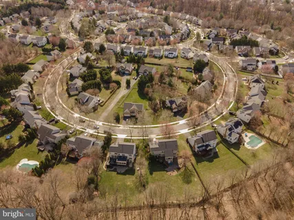 aerial view of a house with swimming pool