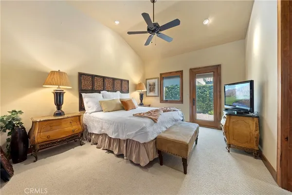 a view of a garden with a fountain