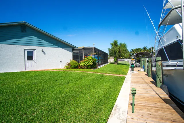 a view of a lake with couches