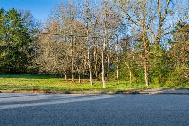 a view of a big yard with a trees