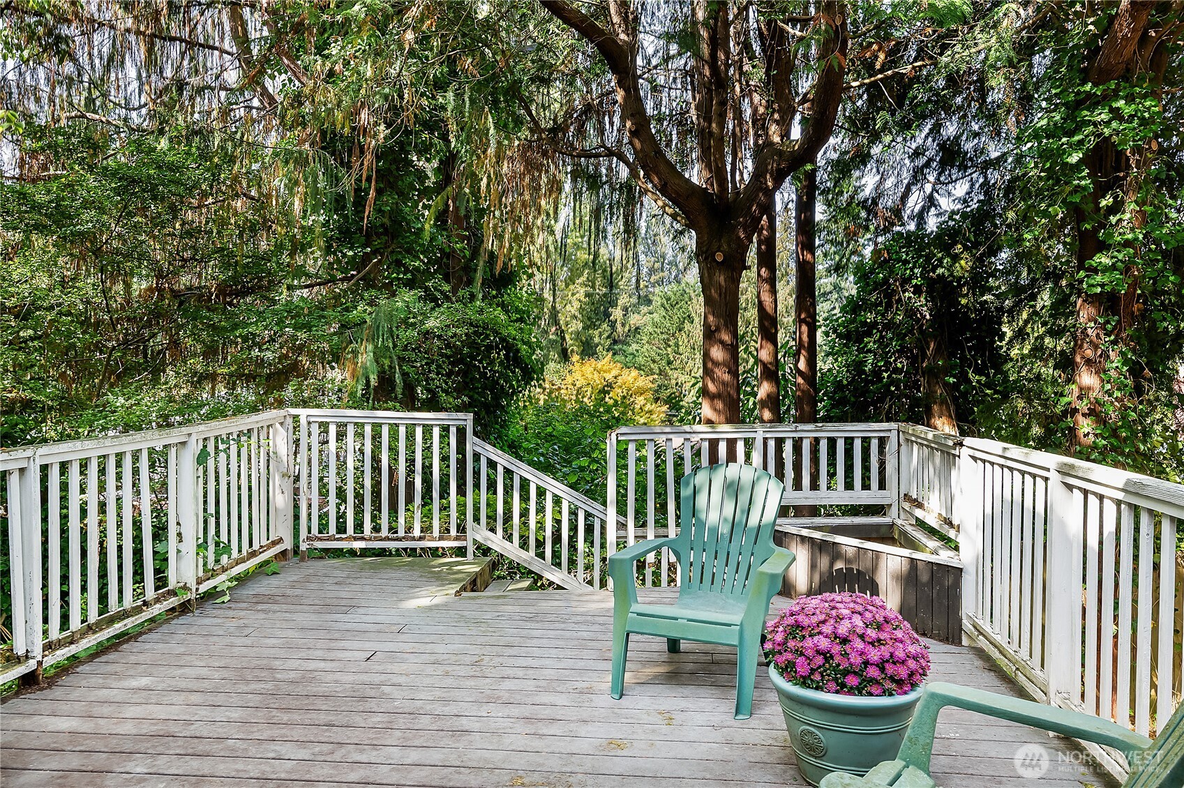 9521 25th Avenue Northwest Seattle, WA 98117 - Photo 17 of 29 a view of a wooden deck with a bench