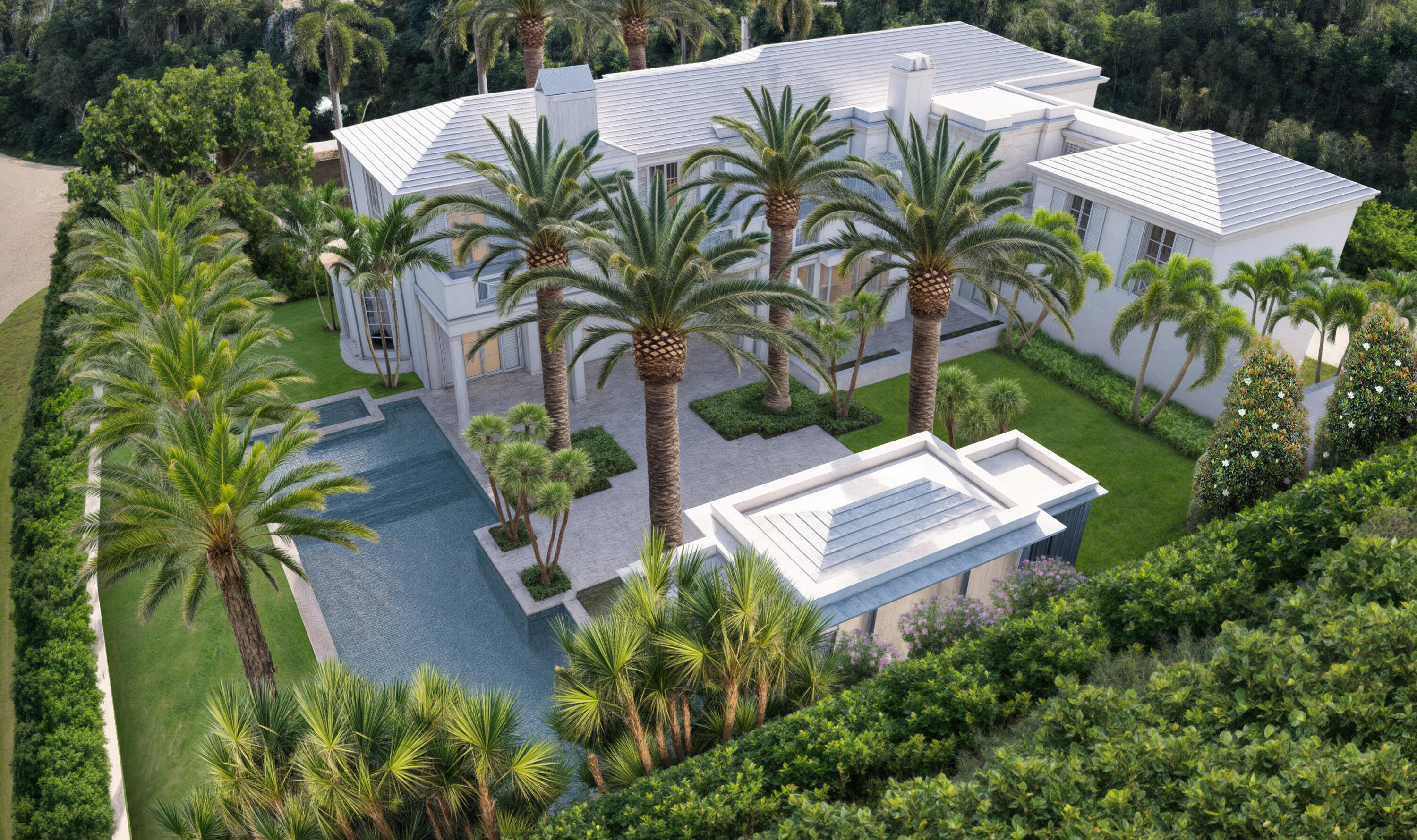 301 Plantation Road Palm Beach, FL 33480 - Photo 2 of 2 a view of a sitting area with swimming pool and garden