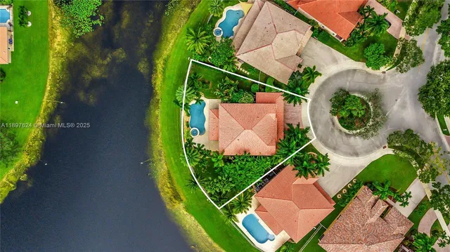 an aerial view of a house