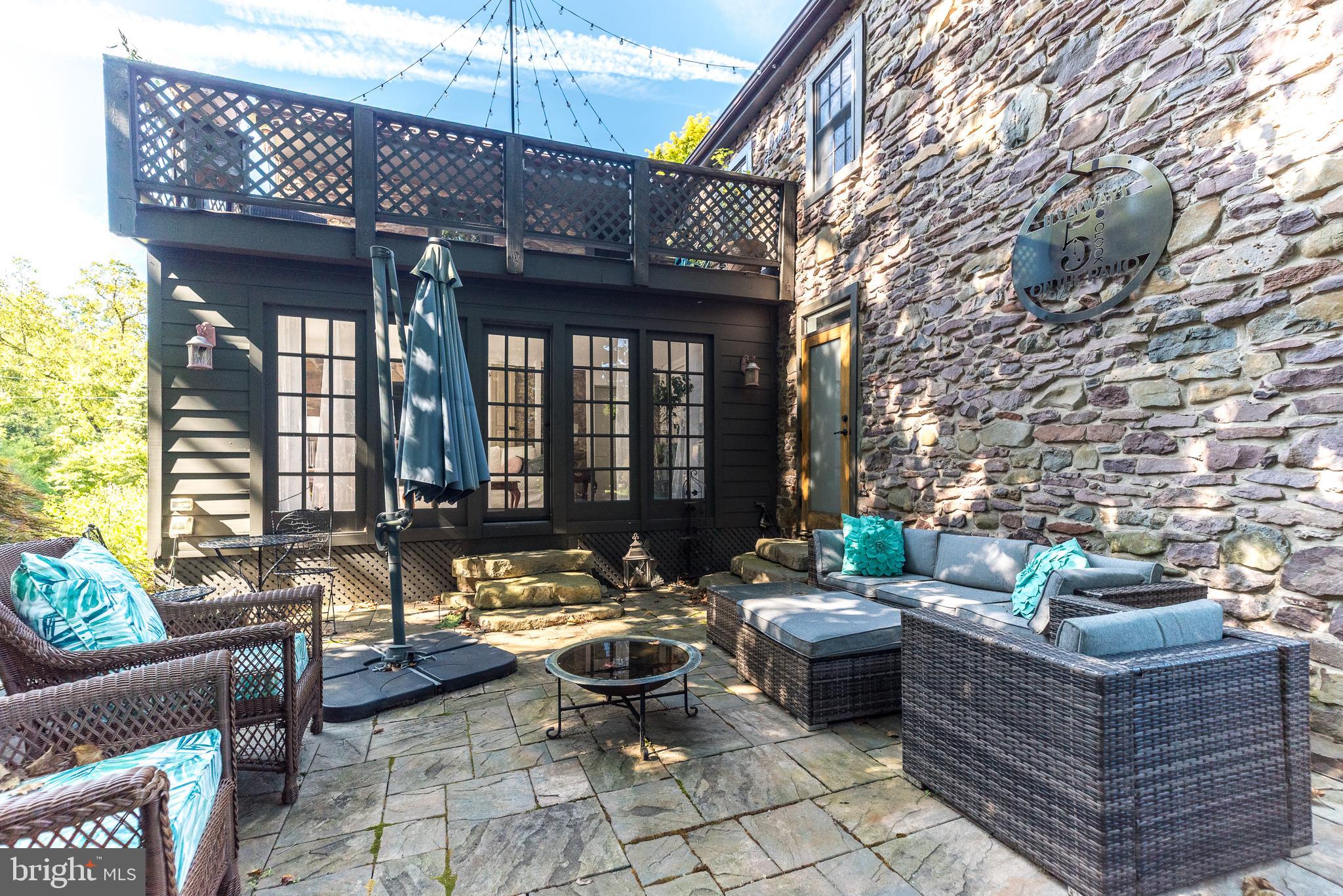 9022 Easton Road Ottsville, PA 18942 - Photo 27 of 45 a outdoor living space with furniture and a fireplace