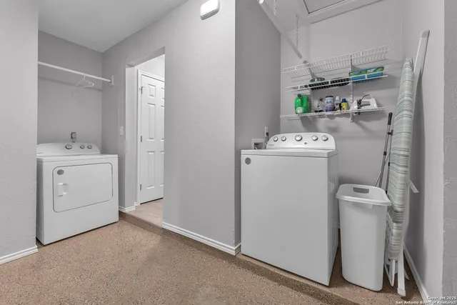 a room with a washer and dryer