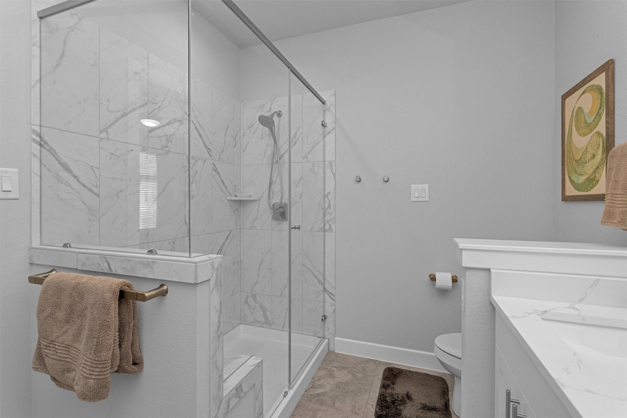 454 South Centro Circle Conroe, TX 77385 - Photo 29 of 34 a bathroom with a shower and toilet
