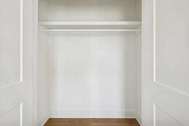 a view of small space with racks on the wall