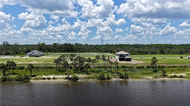 a view of a lake with houses