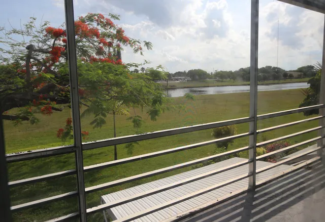 a view of lake from balcony