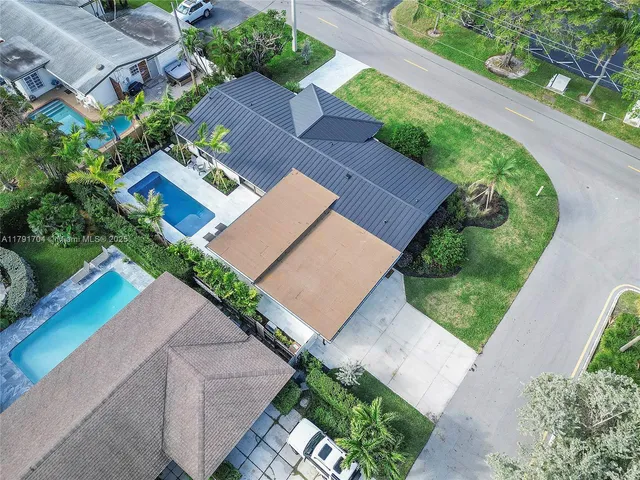 an aerial view of a house