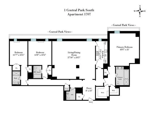 $8,888,000 | 1 Central Park South, Unit RES1707 | Central Park South