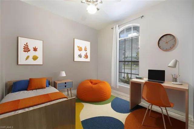 a workspace with furniture and window