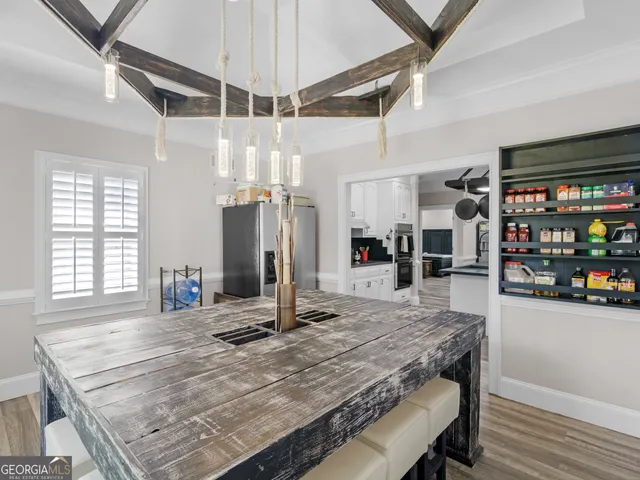 a view of a garage with furniture