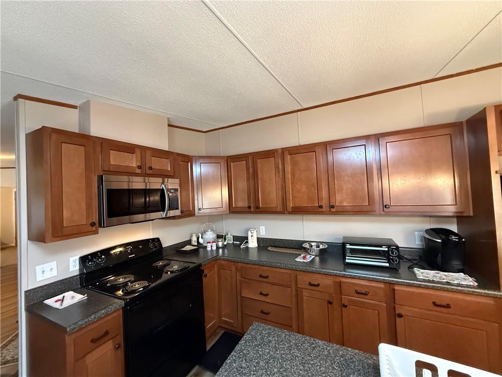 1106 Gary Road Rockwood, PA 15557 - Photo 13 of 46 a kitchen with stainless steel appliances granite countertop a stove a sink and a microwave