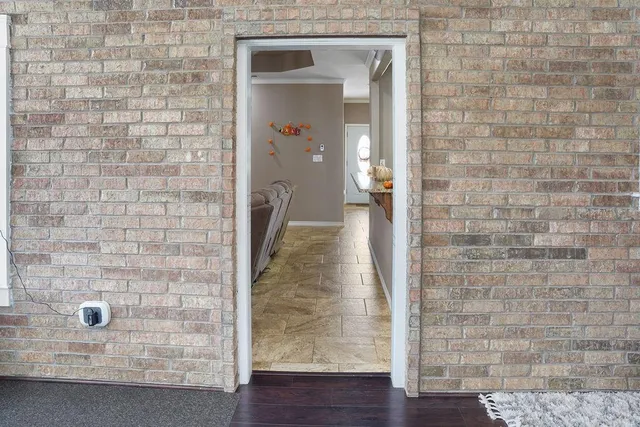 a hallway with a door