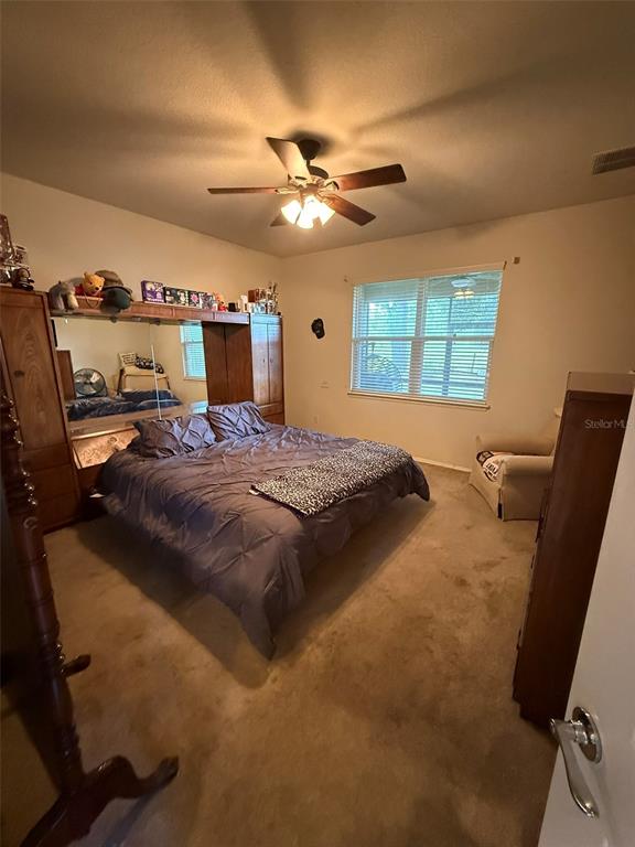 21846 Belgian Court Mount Dora, FL 32757 - Photo 13 of 29 a bedroom with a large bed and a chandelier