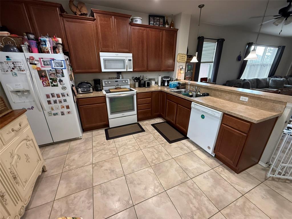 21846 Belgian Court Mount Dora, FL 32757 - Photo 10 of 29 a kitchen with stainless steel appliances a stove a sink a microwave a counter top space and cabinets