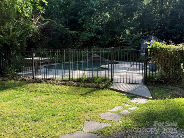 a view of a backyard with a garden
