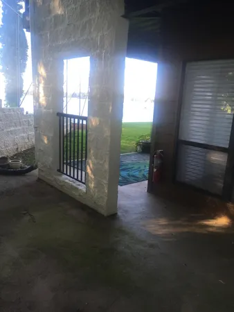 a view of a building with a street