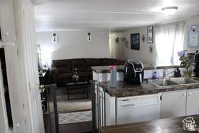 1734 North 210 East, Unit 36 Tooele, UT 84074 - Photo 4 of 5 Kitchen featuring a double basin sink, white cabinetry, and a built-in dishwasher