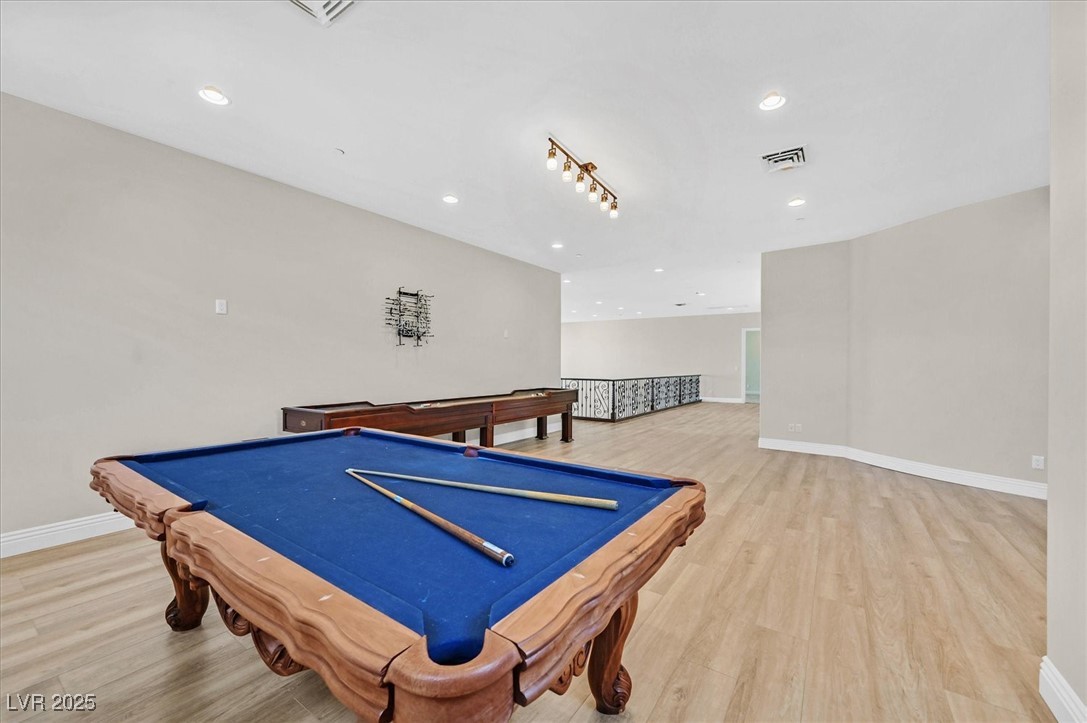 5790 Aspen Falls Circle Las Vegas, NV 89149 - Photo 21 of 61 Playroom featuring wood finished floors, recessed lighting, and billiards table