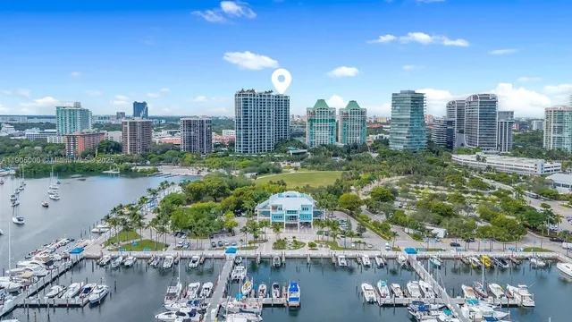 a view of a city with tall buildings