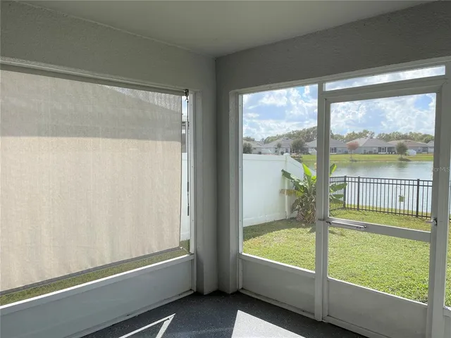 a bathroom with a large window