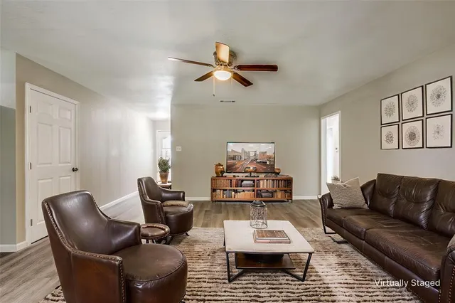 a living room with furniture