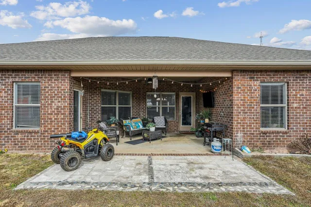 a house view with a garden space