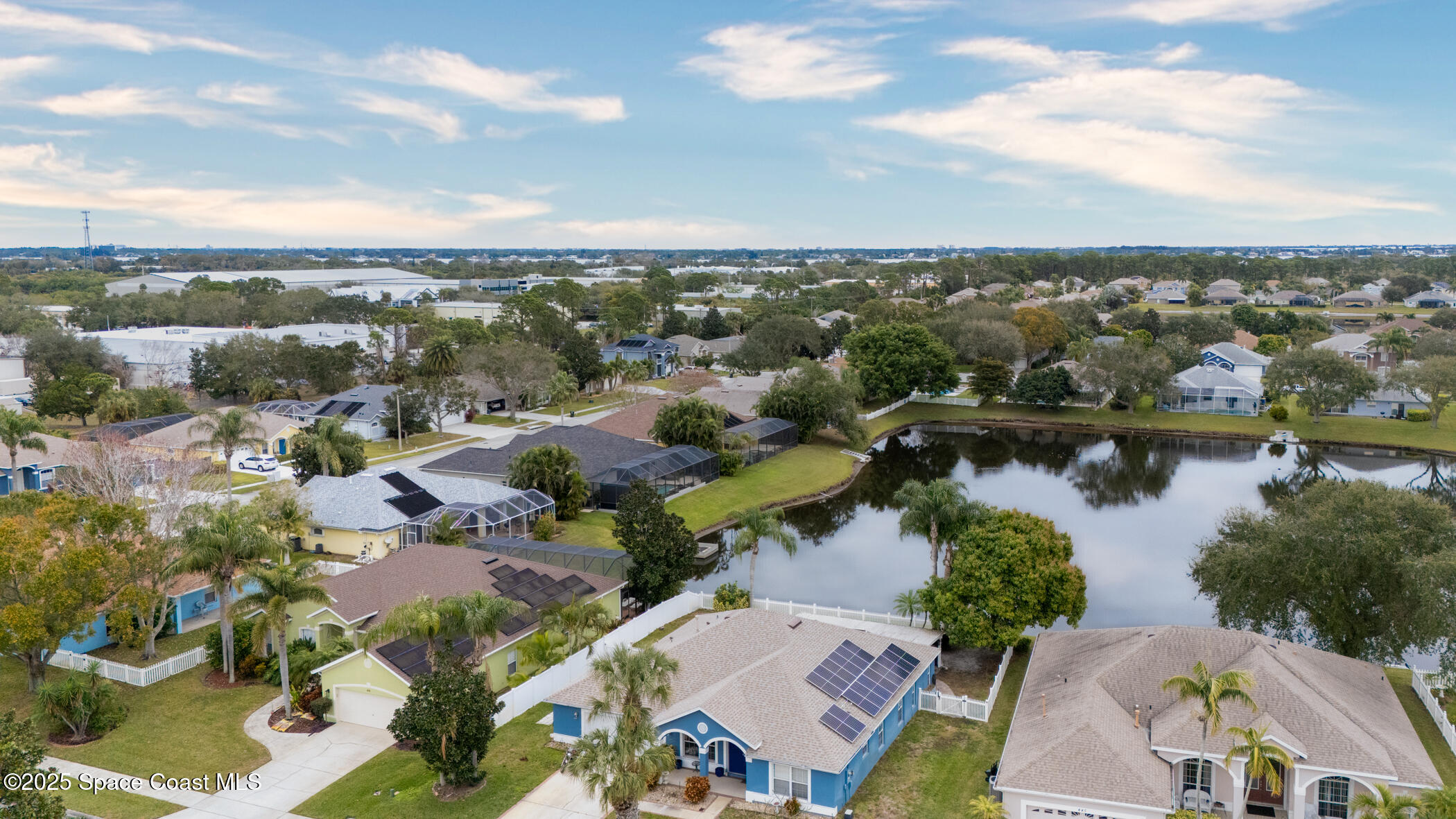 an aerial view of multiple house