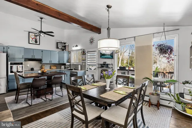 a view of a dining room and livingroom view