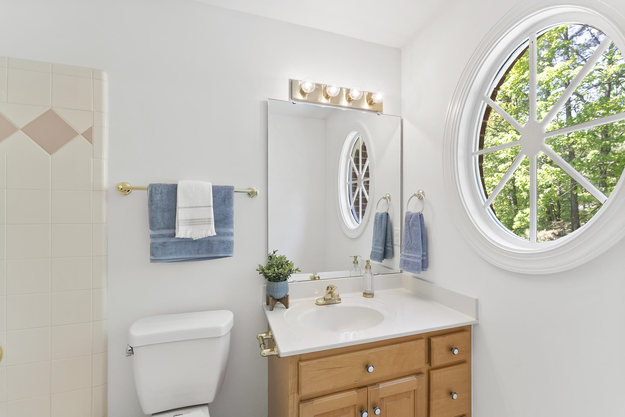 9436 Macon Road Raleigh, NC 27613 - Photo 25 of 37 a bathroom with a toilet sink and mirror