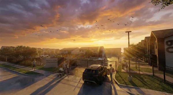 a view of multiple houses with yard