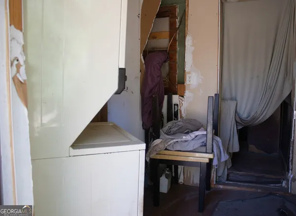 a view of towel hanging in closet