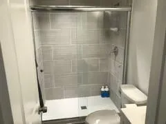 a room with table and chairs