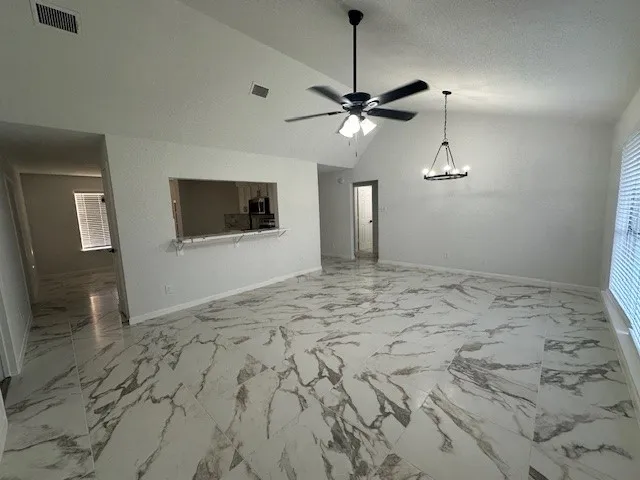 a view of a livingroom with a flat screen tv