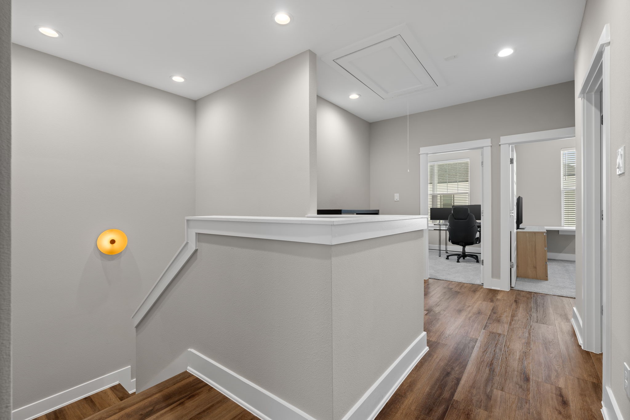 5903 Wheatley Street Houston, TX 77091 - Photo 17 of 32 a view of kitchen with a refrigerator and wooden floor