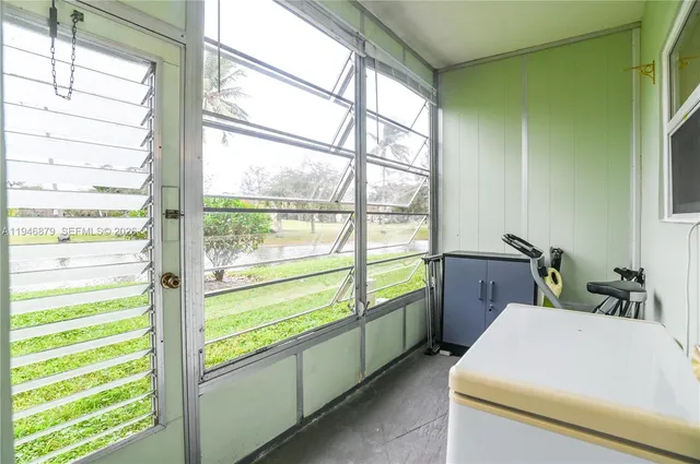 a room with a large window