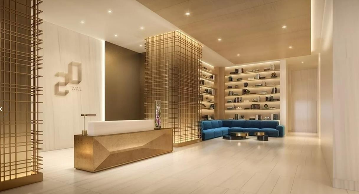 20 Broad Street, Unit 2704 Manhattan, NY 10005 - Photo 5 of 5 a living room with furniture gym equipment and a shower