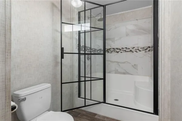 a bathroom with a shower