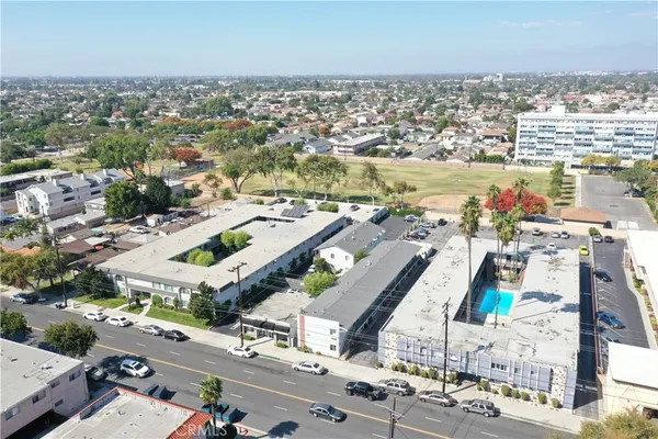 an aerial view of residential building with outdoor space