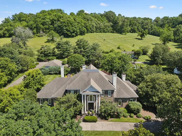 an aerial view of a house