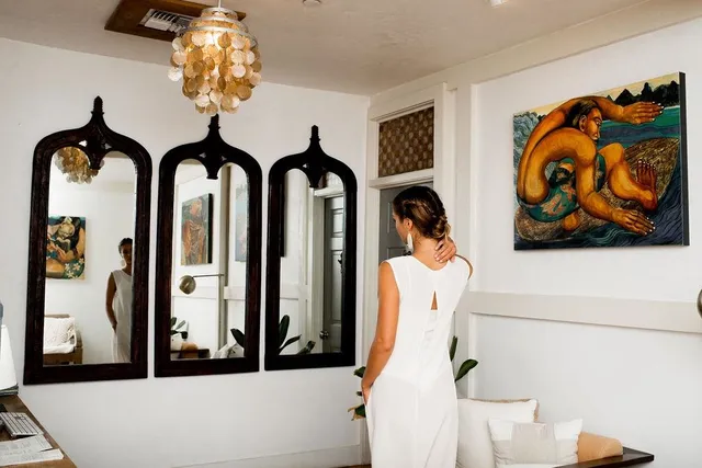 a living room with furniture