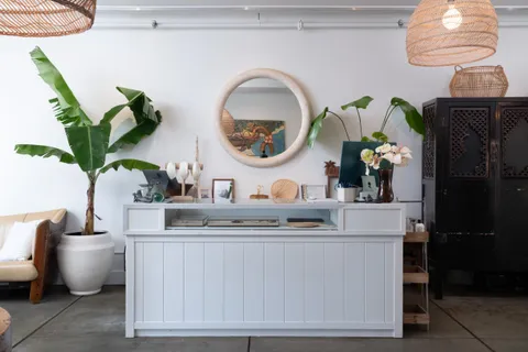 a room with furniture and a large window