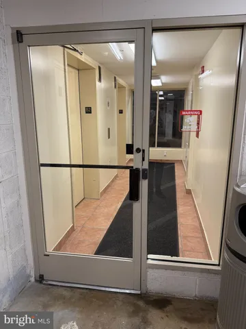 a view of a building and a street