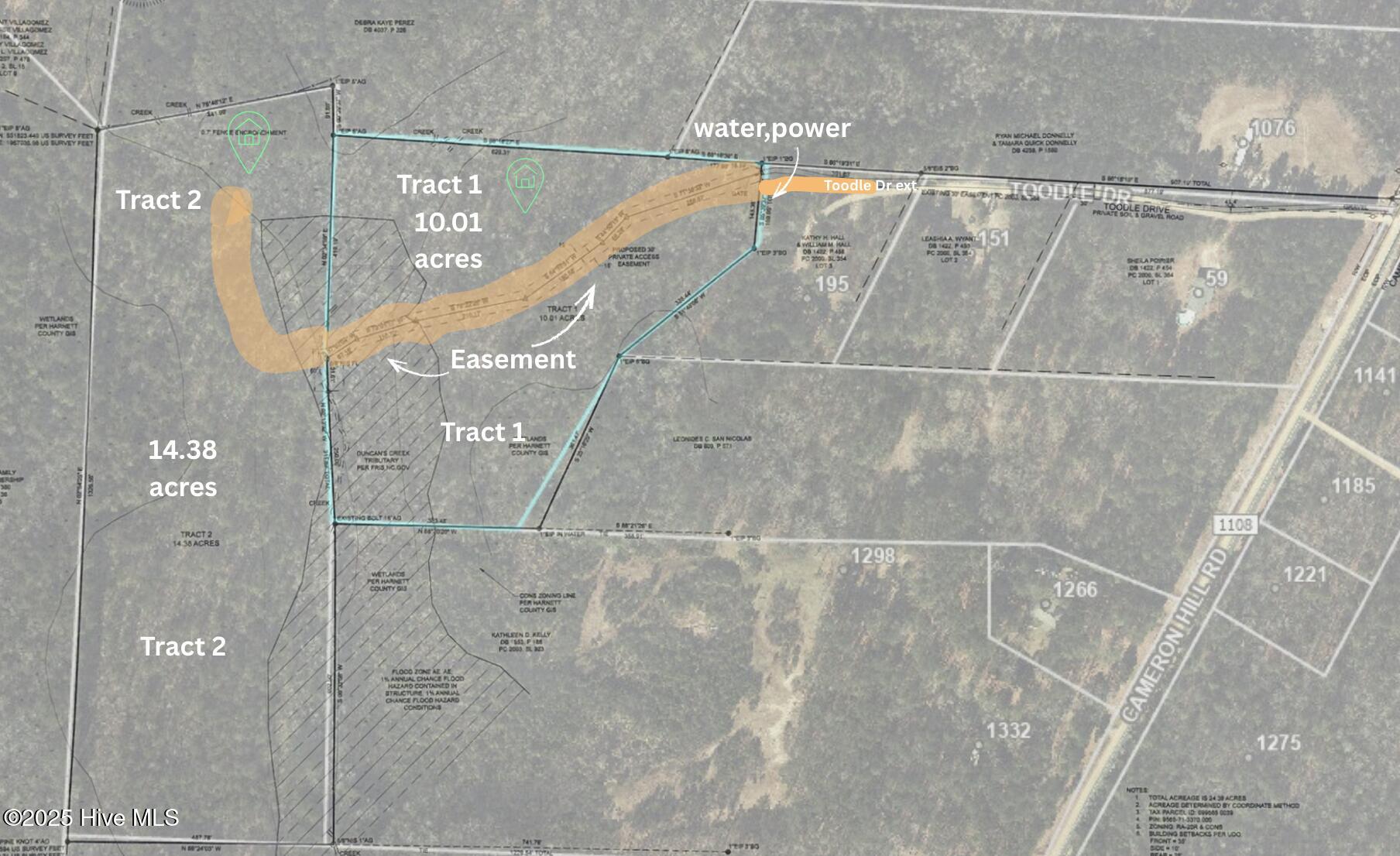 1 Cameron Hill Road Cameron, NC 28326 - Photo 12 of 14 overlay of survey showing apprx easmnt
