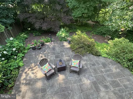 a view of a bench with fire pit