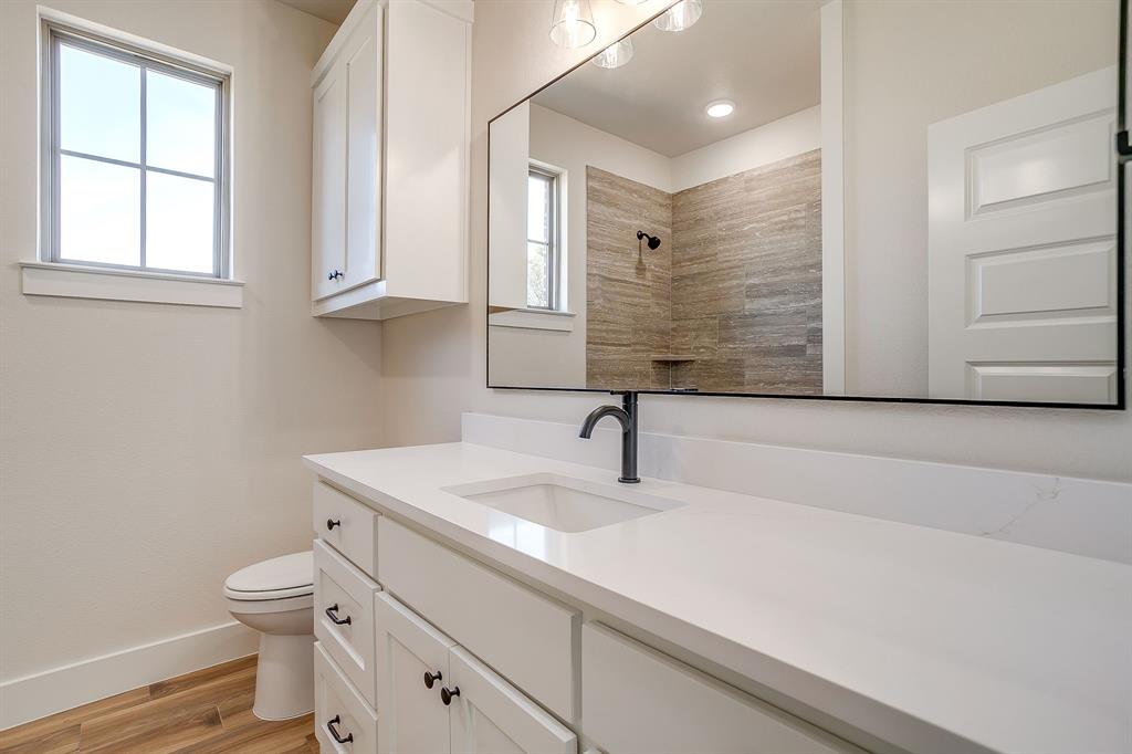 217 Kilkenny Road Poolville, TX 76487 - Photo 31 of 40 a bathroom with a sink a toilet and a window