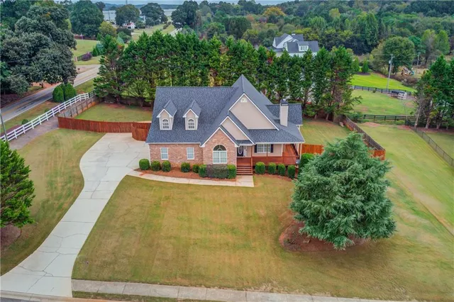 an aerial view of a house
