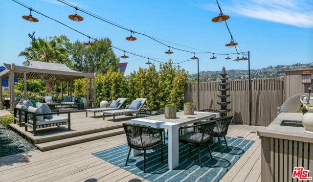 a view of a dinning tables and chairs in patio